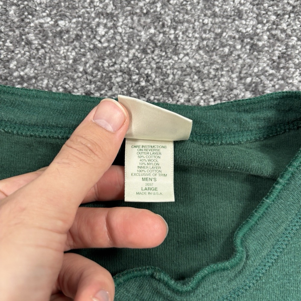 L.L. Bean Henley Two-Layer River Driver's Shirt Mens Large Green Wool Blend USA - Picture 6 of 8